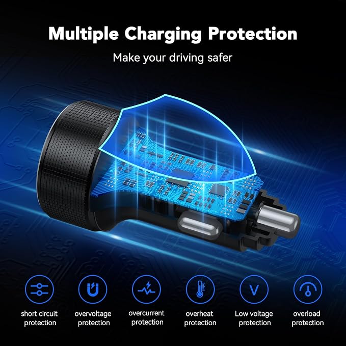 iPhone 16/15 Car Charger Adapter, 78W 4 Port USB C Car Charger - Image 4
