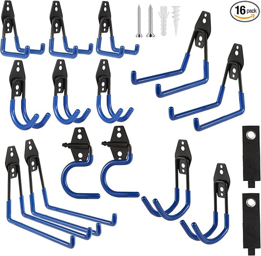 Garage Hook Heavy Duty Wall Storage Hangers, 16 Pack Garage Storage Hooks Steel by Unknown