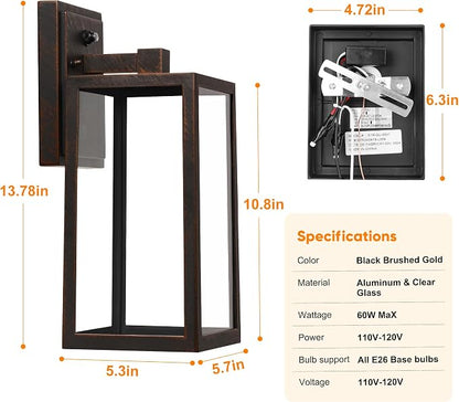 PARTPHONER Dusk to Dawn Porch Light Fixtures, Sensor Wall Lantern, Waterproof - Image 5