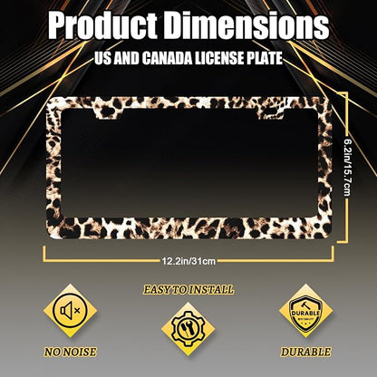Brown Leopard License Plate Frame Animals License Plate Holder Stainless Steel - Image 2