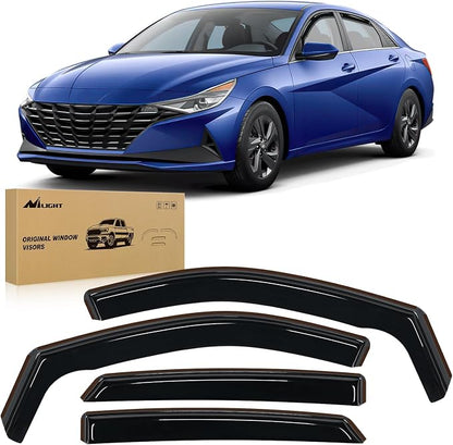 Nilight in-Channel Rain Guards for Hyundai Elantra 2021 2022 2023 2024 2025 by Nilight