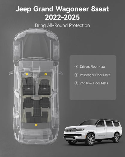 3W Floor Mats Fit for Jeep Grand Wagoneer/Grand Wagoneer L 2022 2023 2024 2025 - Image 2