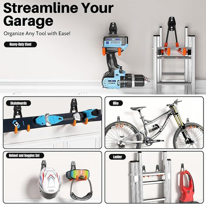 Skateboard Hooks 4-Pack Utility Small Heavy Duty Holder Garage Storage Wall - Image 5