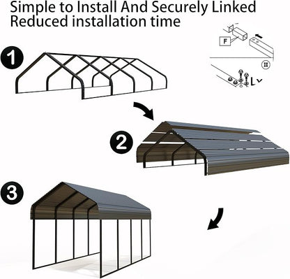 Heavy Duty Metal Carport 10x20 ft Galvanized Steel Frame RV Carport Storage All - Image 6