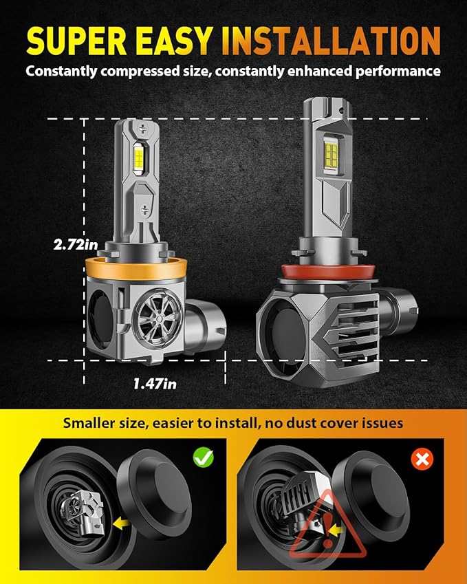 Upgraded H11/H9 Light Bulbs, 000LM 10X Brighter, 1:1 Halogen Size, 000+ Hours - Image 6