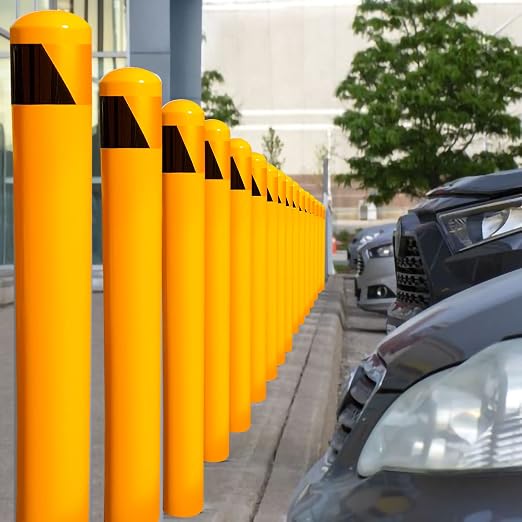 58" Pour in Place Steel Bollard Post, 5-1/2" OD Safety Bollard Yellow Powder - Image 6