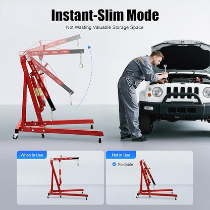 Folding Engine Hoist 1 Ton Engine Crane Lift - Image 3