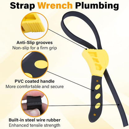 2 PCS Strap Wrench Plumbing, Rubber Strap Wrench, 24 Inch & 19.7 Inch Oil - Image 4