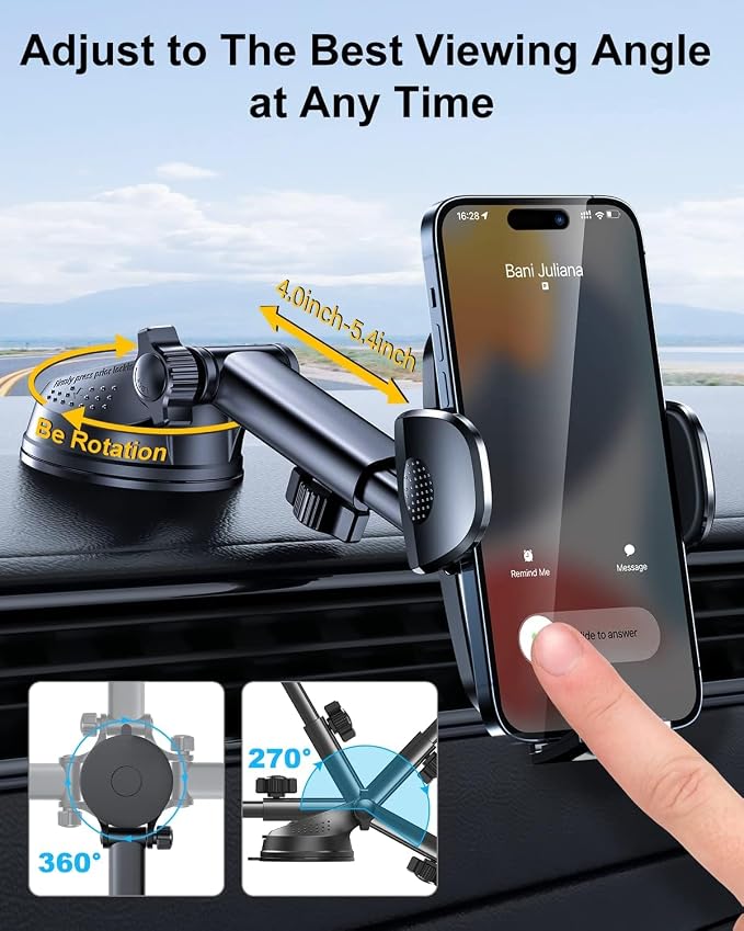 Blue 3-in-1 Phone Mount for Car Vent Dashboard Windshield Cell Phone Holder Car - Image 5
