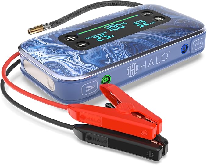 HALO Bolt Air+ 1750 Portable Car Battery Jump Starter | 130 PSI Air Compressor by Halo