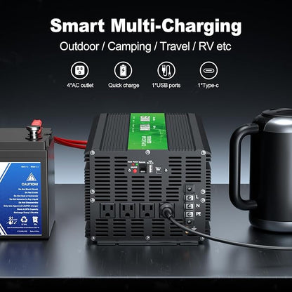 5600W Power Inverter, Peak Power 11200W 12V DC to AC 110120V, Remote Control - Image 6