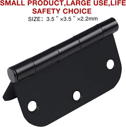 3 Pack Interior Matte Black Door Hinges Rounded 3.5 Inch x 3 1/2" Indoor Heavy - Image 6