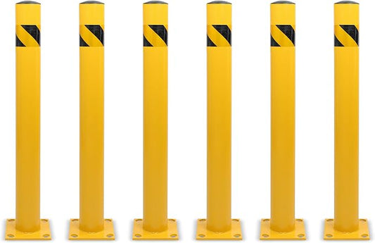BISupply Safety Bollard Post Parking Barrier 6 Pack - 42in Yellow Pipe Bolt by BISupply