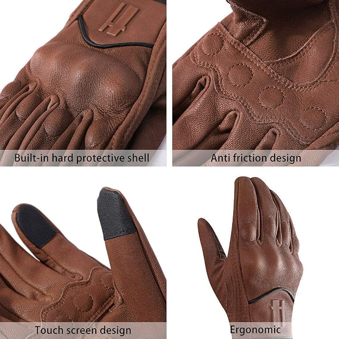 Harssidanzar Women's Motorcycle Gloves, Leather Motorcycle Gloves, Motorbike - Image 4
