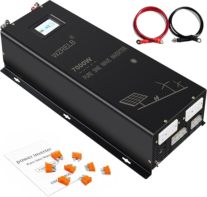 WZRELB 7000W Split Phase Pure Sine Wave Inverter, 48V DC to 120V/240V AC by WZRELB