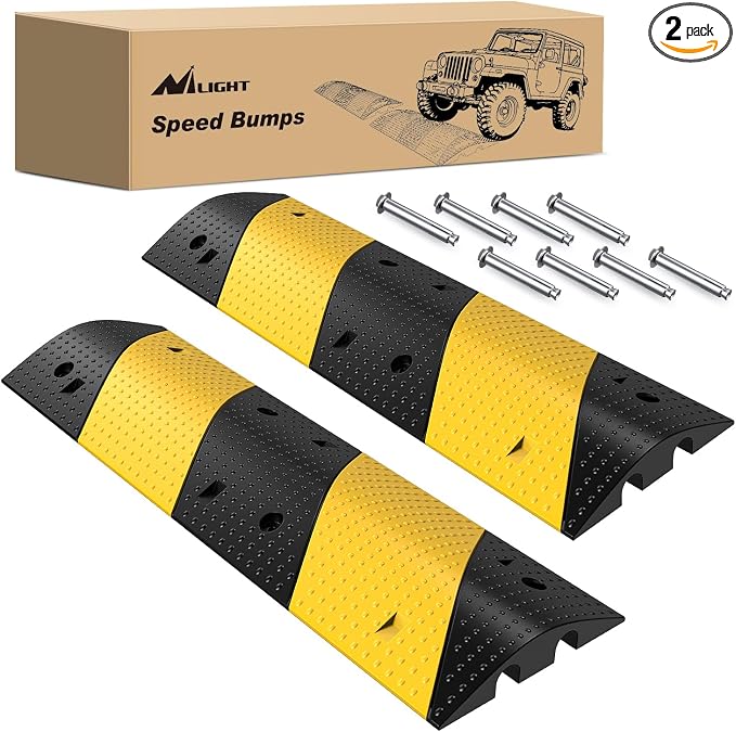 Nilight Rubber Speed Bump, 39.3" Heavy Duty 2 Channel Cable Protector Speed by Nilight