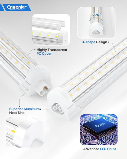 Ensenior 4 Pack 4 FT Led Shop Lights, 6000K Clear White, 5000LM Super Bright - Image 4