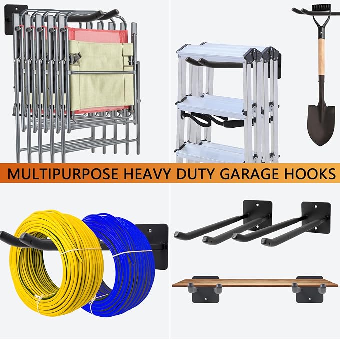 Sinoer Upgraded Heavy Duty Garage Hooks, Utility Steel Garage Hooks, 14 Inch - Image 3