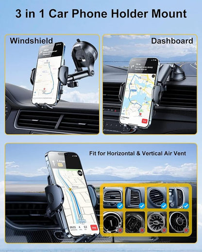 3-in-1 Phone Mount for Car Vent Dashboard Windshield Cell Phone Holder Car Fit - Image 7