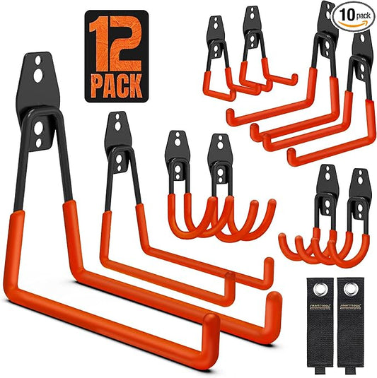 Garage Hooks, 12 Pack Wall Storage Hanger by SMARTOLOGY