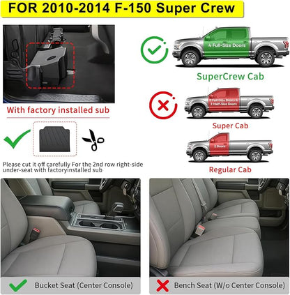 Floor Mats for Ford F-150 SuperCrew Cab 2010-2014, All-Weather Custom Fit - Image 2