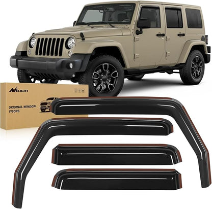 Nilight in Channel Rain Guards for Wrangler JK 2007 2008 2009 2010 2011 2012 by Nilight