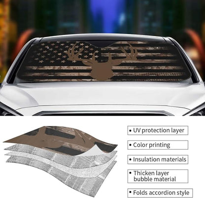 American Flag Camouflage Car Windshield Sunshade Front Window Sun Visor - Image 4