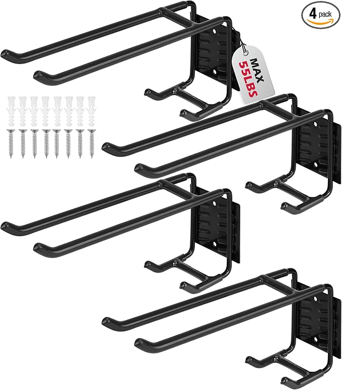 4-Piece 9.4" Heavy Duty Garage Hooks, Sturdy Utility Hooks Holds 55 LB Wall by SEDY