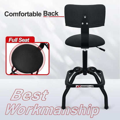 Shop Stool with Backrest, Mechanic Garage Stool - Image 6