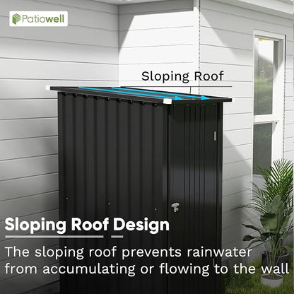 Patiowell 3 x 3 FT Outdoor Storage Shed, Small Garden Tool Storage Shed - Image 7