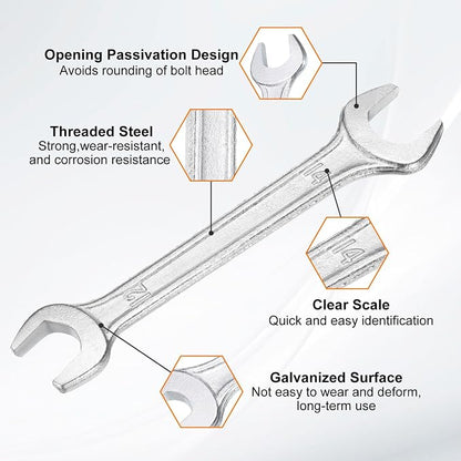 HARFINGTON 2pcs Double Open End Wrench 12mm x 14mm Metric 15 Degree Offset - Image 4