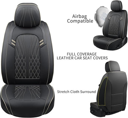 Leather Car Seat Covers 5 Pieces, Full Set Universal Seat Covers - Image 8