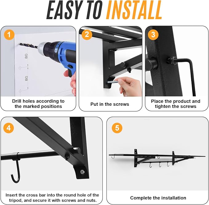 2-Pack 1.6X4 FT Garage Shelving Wall Mounted Holds Up to 800 Lbs Heavy Duty - Image 4