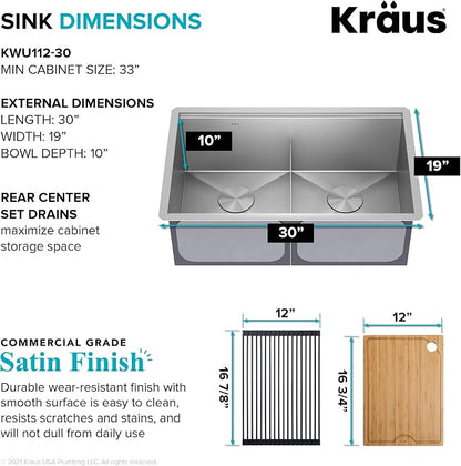KRAUS Kore Workstation 30-inch Undermount 16 Gauge Stainless Steel Kitchen Sink - Image 4