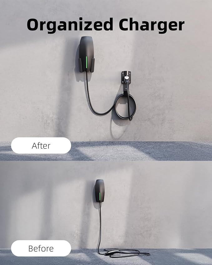 for Tesla Charger Holder, with 180° Rotation Nozzle Dock, Metal J-Hook - Image 4