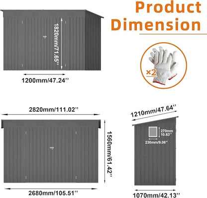 4 x 9 FT Metal Outdoor Storage Shed w/Lockable Door, Lean to Storage Sheds - Image 3