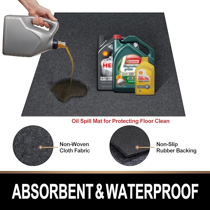 Oil Spill Mat, 7.4 x 8.4 Ft, Premium Absorbent Oil Pad. Contains Liquids - Image 2