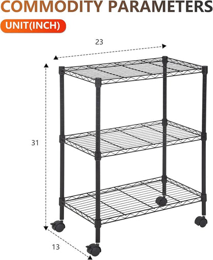 BestOffice 3-Tier Adjustable Wire Shelving Storage Shelves Heavy Duty Shelving - Image 3