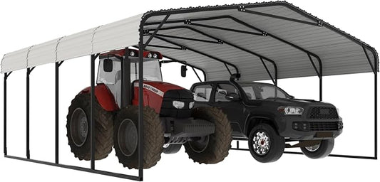 20x20 FT Carport with Metal Roof, Heavy Duty Metal Carport Canopy, Garage Car by Yardenaler