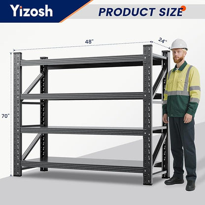 Yizosh 48" W Metal Garage Storage Shelves, Heavy Duty Adjustable Steel - Image 2