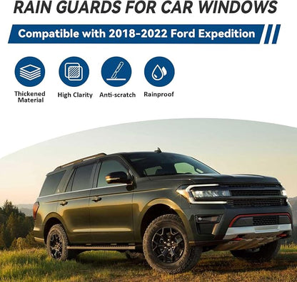 Window Visors Compatible with 2018-2022 Expedition Front+Rear Smoke Tint - Image 2