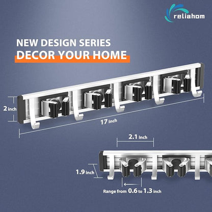 Broom Holder Wall Mount Mop and Broom Hanger Wall Mounted Garage Storage Rack - Image 6