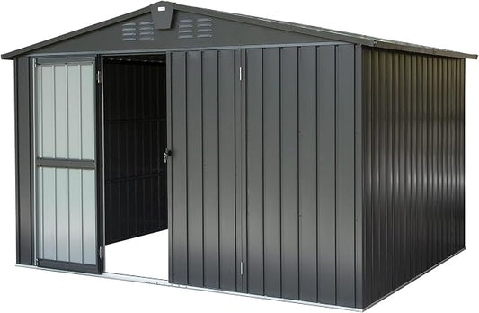 IKERY Galvanized Steel Storage Shed 10' x 8' by IKERY
