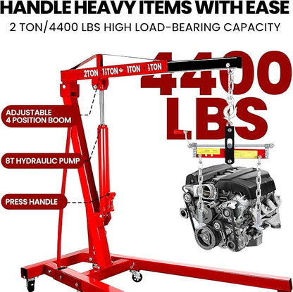 4400 Lbs Folding Cherry Picker, 2 Ton Engine Hoist - Image 3