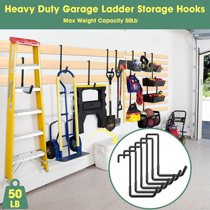 Bike Hooks for Garage 6 Pcs Ceiling Bike Hangers, Steel Metal Large Hook - Image 6