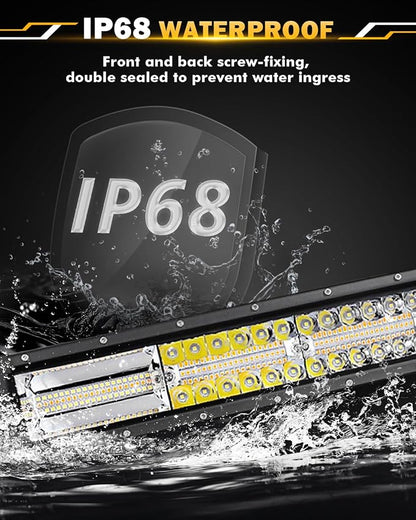 Auxbeam 42 Inch Curved LED Light Bar, 240W 6 Modes Amber White Strobe Fog Lights - Image 5
