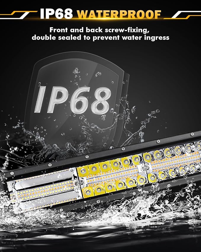 Auxbeam 50 Inch Curved LED Light Bar, 288W 6 Modes Amber White Strobe Fog Lights - Image 5