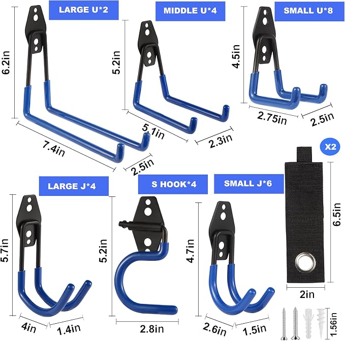 Garage Hook Heavy Duty Wall Storage Hangers, 30 Pack Garage Storage Hooks Steel - Image 2