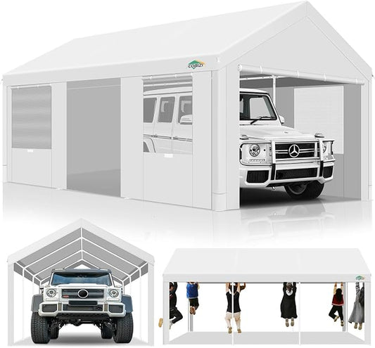 COBIZI Carport 12x20ft Heavy Duty Portable Garage, 2.0 Powder Coated Frame by COBIZI