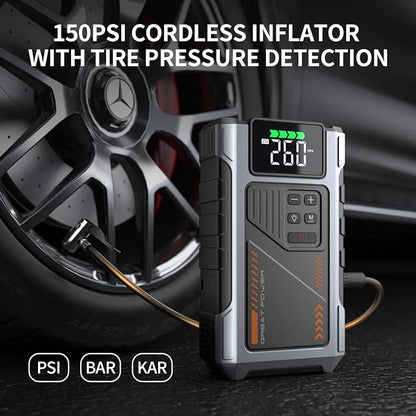 Portable Jump Starter with Air Compressor 4000A Peak with 150PSI Tire Inflator - Image 3